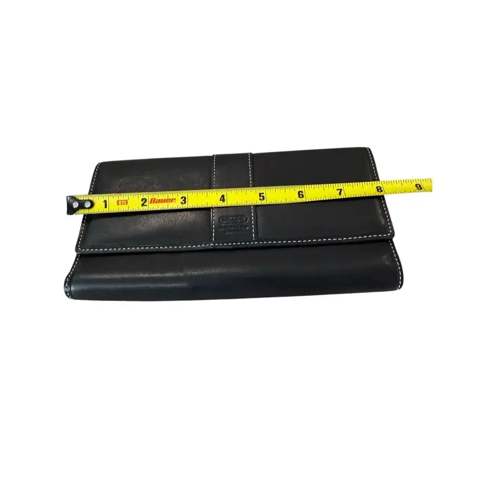 COACH Vintage Hampton Black Leather Trifold Wallet Y2K 90’s